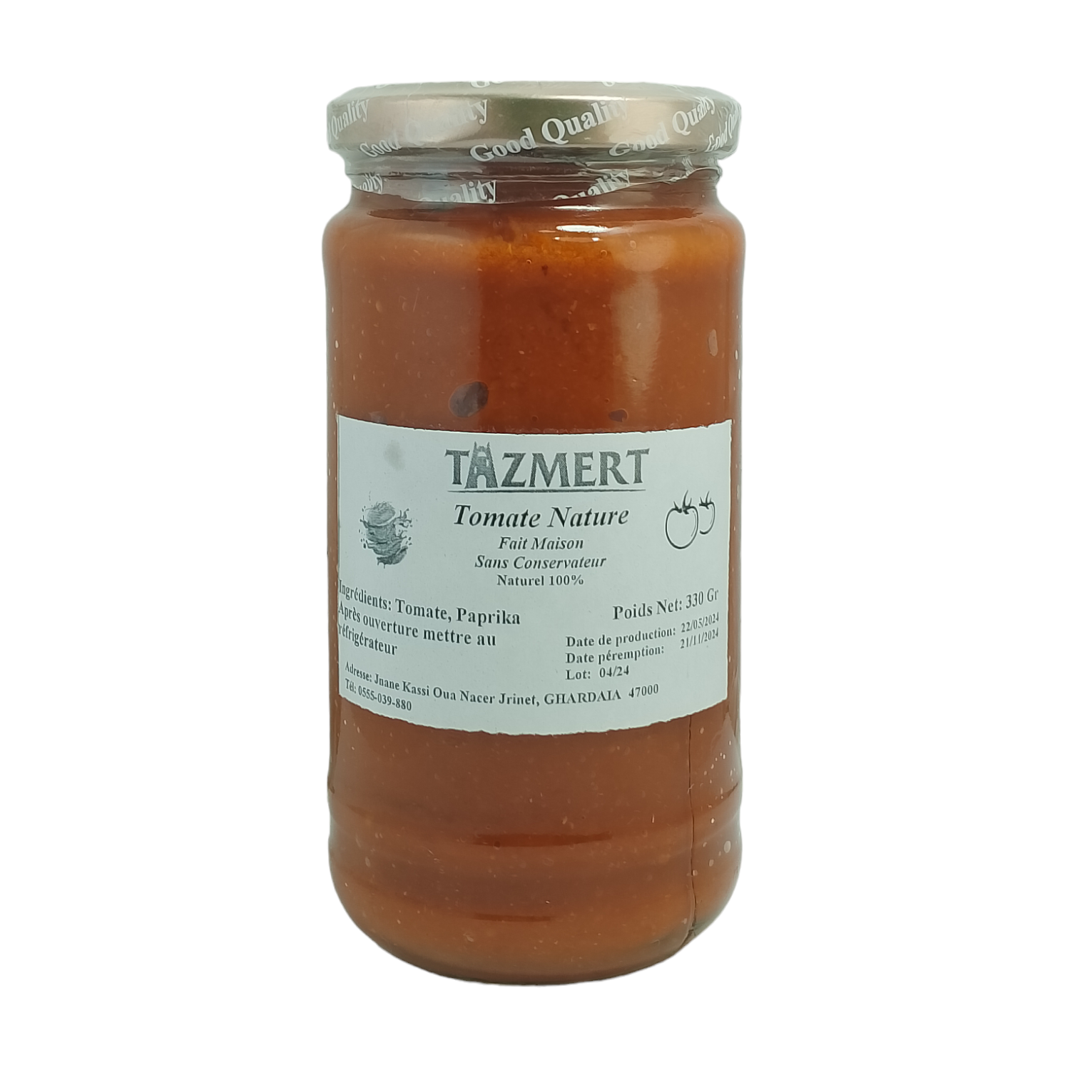 Tomate sauce nature avec Paprika fait maison 100% naturel et sans additifs 330 Gr – Image 2