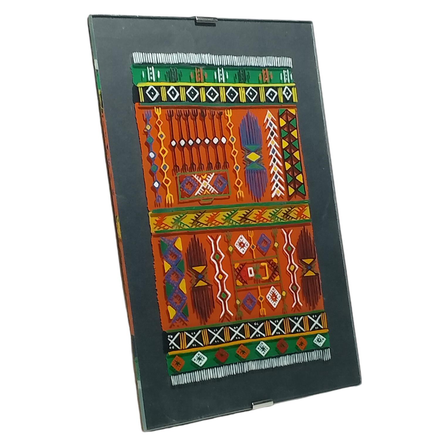 Cadre tapis traditionnel de Ghardaïa avec un couvert en verre 21*15 cm – Image 2