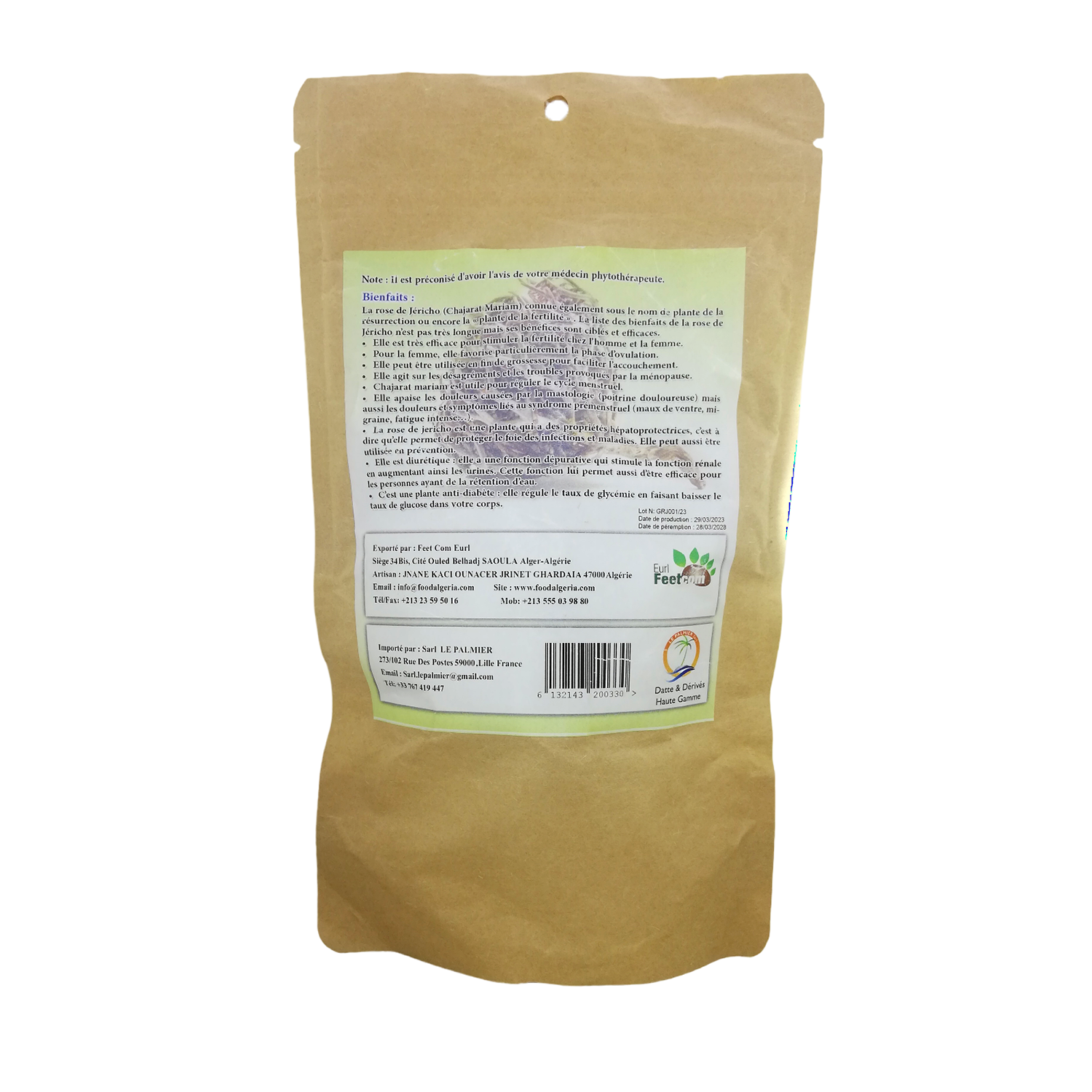 Plante Gattilier - Rose de Jéricho - Récolté au Sud de l'Algérie - Sèche Sac 50 Gr – Image 3