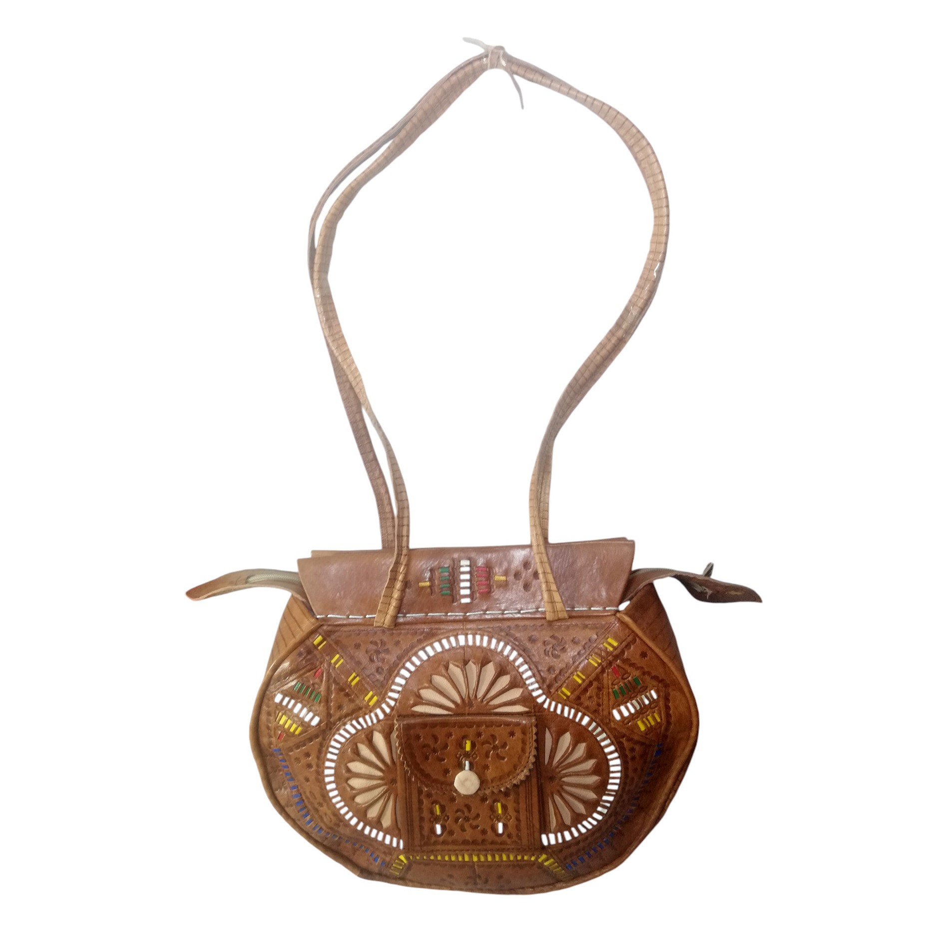 Sac Porté Épaule Traditionnel en Cuir de Fait Main
