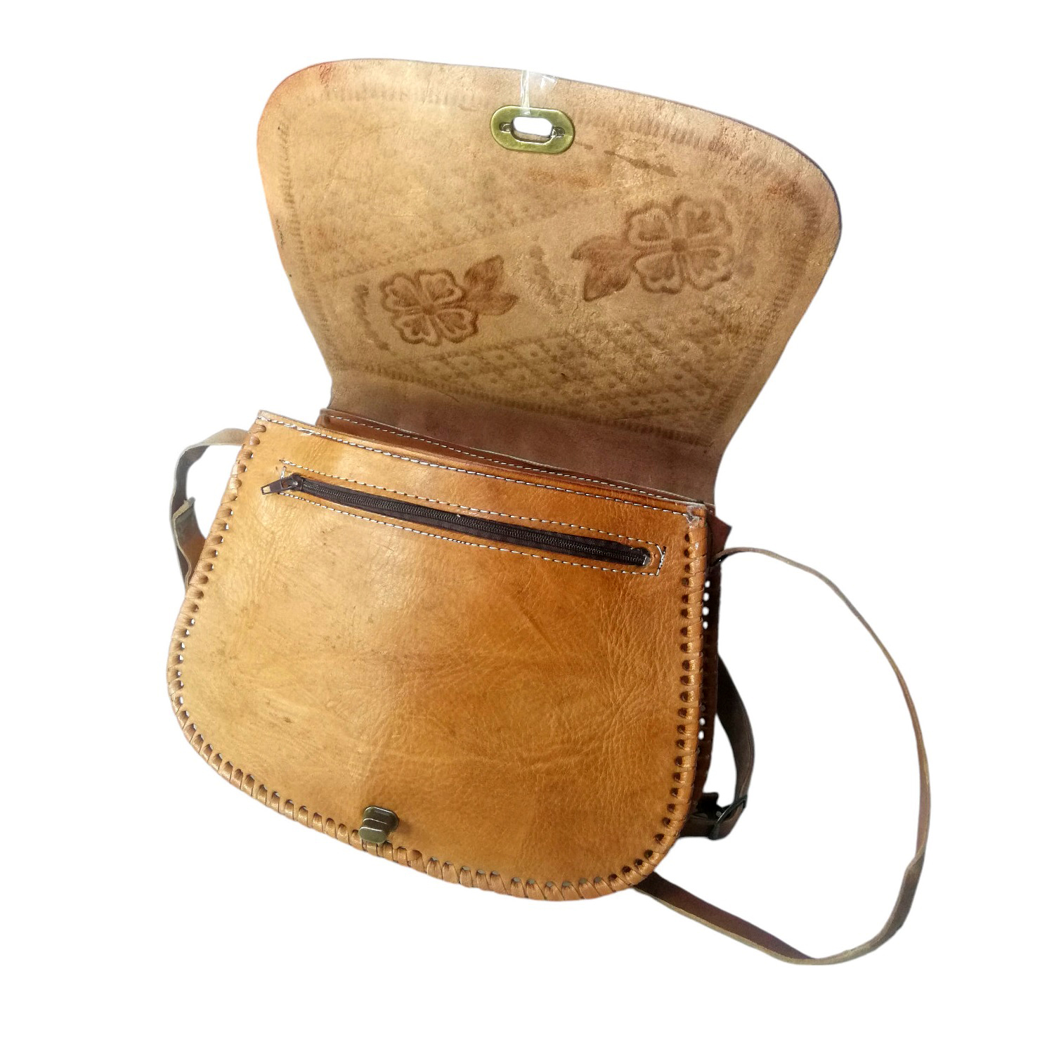 Sac Porté Épaule Traditionnel en Cuir de Fait Main – Image 3