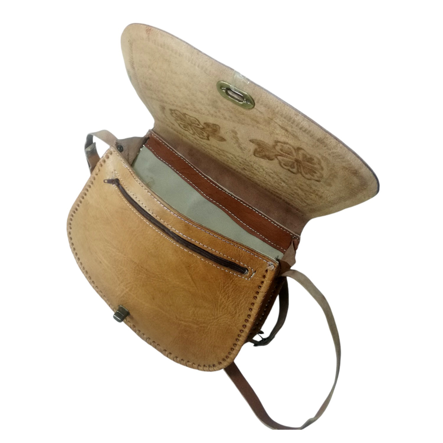 Sac Porté Épaule Traditionnel en Cuir de Fait Main – Image 4