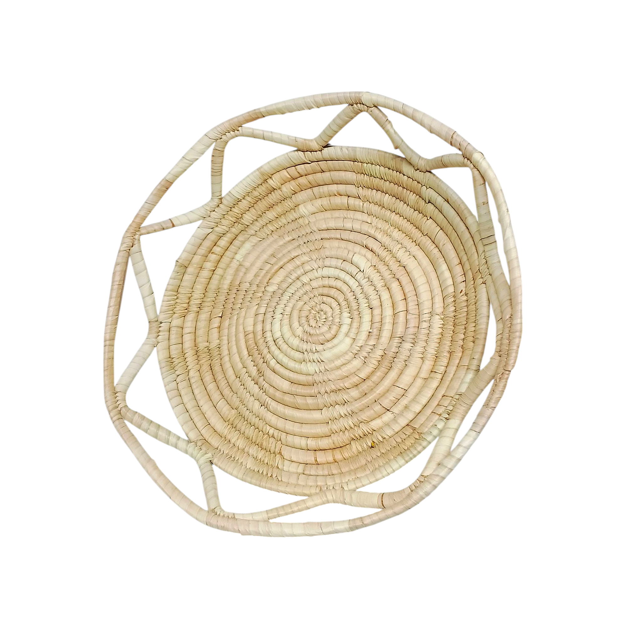 Plat de Présentation Traditionnel "Tizit" de Ghardaïa : Plateau Artisanal en Feuilles de Palmier pour Dattes et Pain